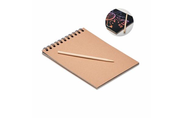 BLACK Notizbuch mit Kratzpapier - holzfarben