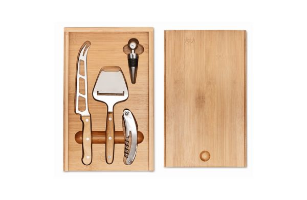 WINE&CHEESE Wein und Käse Set - holzfarben