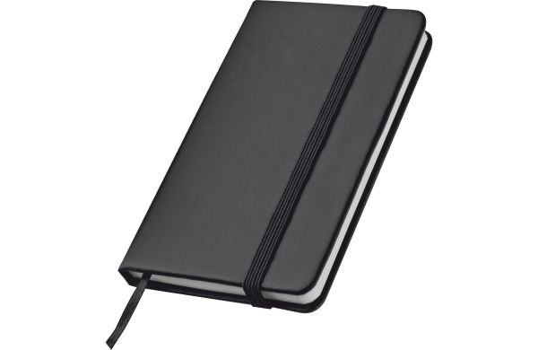 Notizbuch mit Lesebändchen und Gummibandverschluss - schwarz