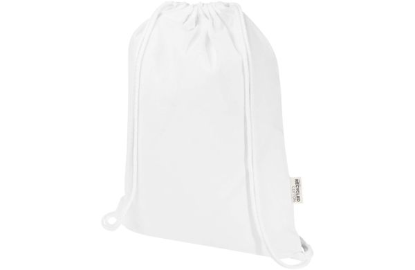 Oregon Blend 140 g/m² GRS-recycelter Turnbeutel 5 L, weiss