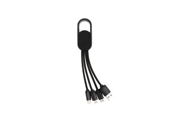 4-in-1 Kabel mit Karabiner-Clip/schwarz