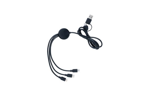6-in-1 Kabel aus RCS recyceltem TPE und recyceltem Plastik/schwarz