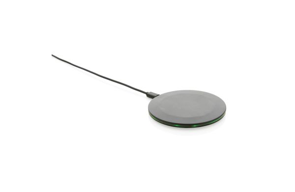 15W-Wireless-Fast-Charger aus recyceltem RCS-Kunststoff/schwarz