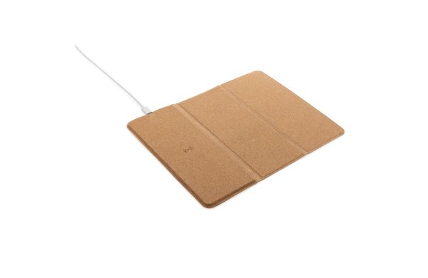 Wireless 10W Kork-Mauspad mit Ladefunktion und Ständer/braun