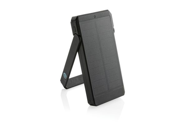 Skywave 10000mAh Solarpowerbank aus RCS recycelt. Kunststoff/schwarz