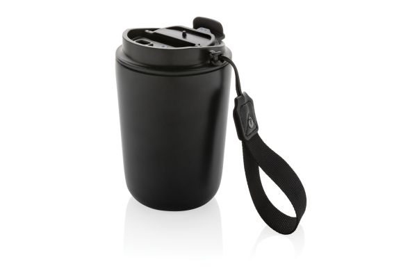 Cuppa Vakuumbecher aus RCS-Stahl mit Umhängeband/schwarz