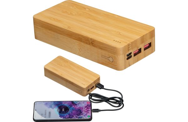 Bamboe powerbank 20.000 mAh
