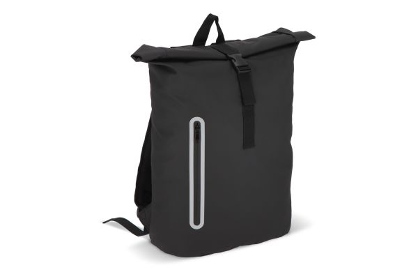 PU-beschichteter R-PET 600D Rolltop-Rucksack 20L, schwarz