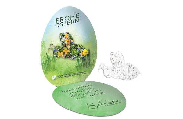 Zaadpapier in eivormige vouwkaarten