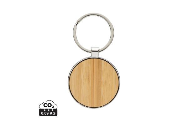 Schlüsselanhänger aus RCS rec. Zinklegierung mit Bambus, silber