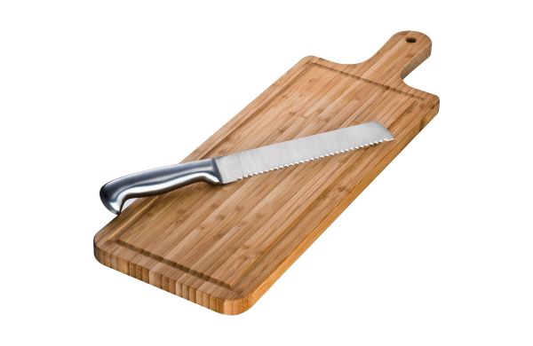 Bamboe snijplank met roestvrijstalen mes