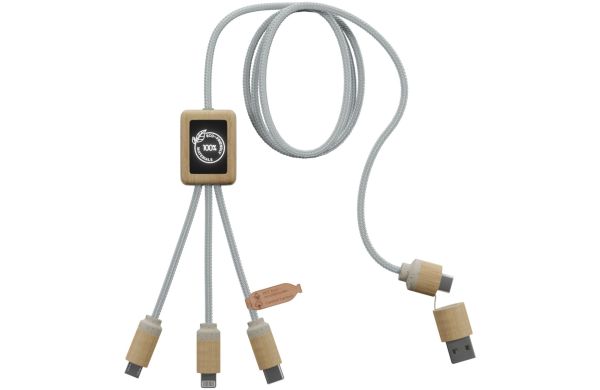 SCX.design C49 5-in-1 Ladekabel mit Leuchtlogo, hellbraun