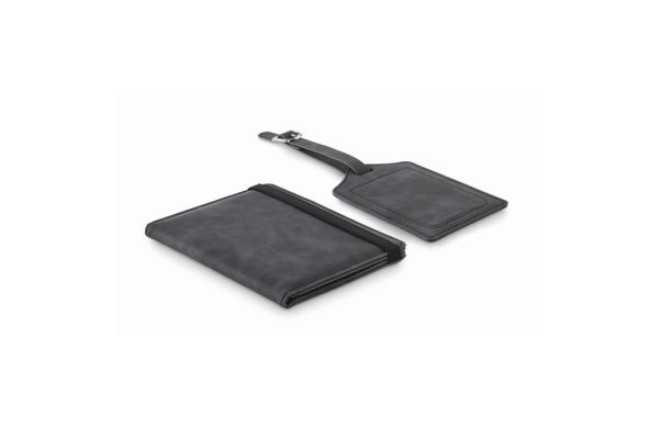 JETTAG Set Reisepass & Kofferanhänger, steingrau