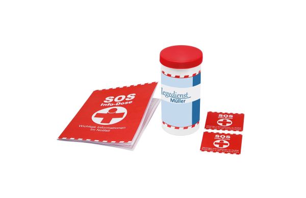 SOS-Info-Dose individuelle Banderole_ weiss_ rot