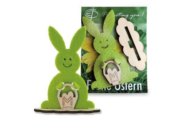 Insteekfiguur konijn in reclamekaart, Lasergravure