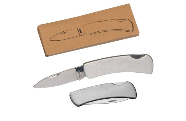 Taschenmesser aus Edelstahl mit Sicherheitsverschluß - silbergrau