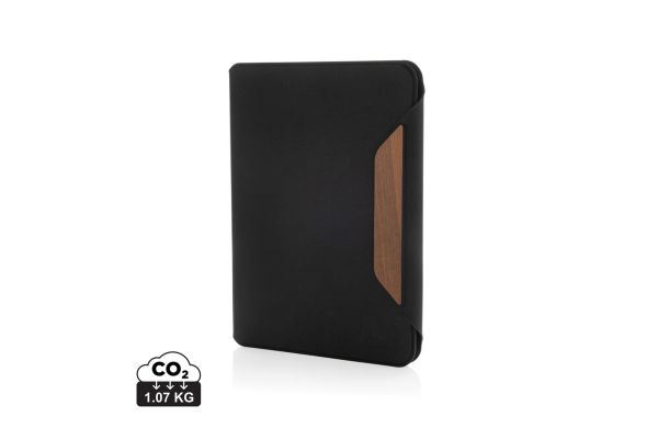 Teri AWARE™ A5 Portfolio aus RPET und Walnuss, schwarz