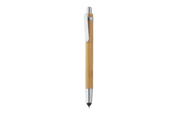 Touchpen mit Kugelschreiber aus Bambus Tashania, weiss