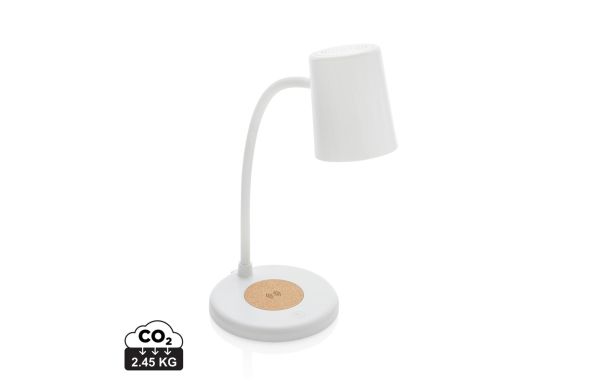 Zenara 15W Schreibtischlampe aus RCS rec. Plastik & Kork, weiß