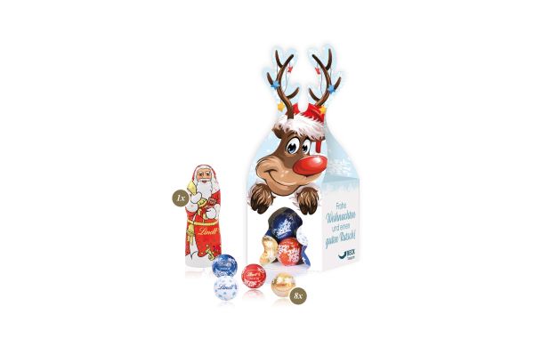 3D Präsent Rentier mit süßer Füllung Lindt 12 Stk.