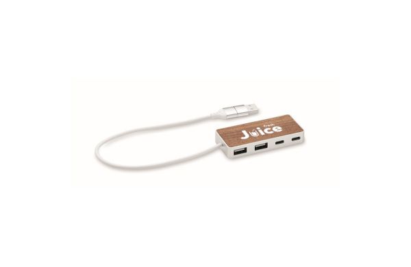 UBAH 4 Port USB-Hub, holz