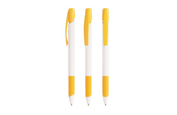 BIC Media Clic Grip Kugelschreiber, Weiß-Gelb