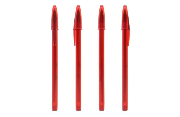 BIC Style Kugelschreiber, Transparent  Rot- Transparent Rot- Schwarze Tinte