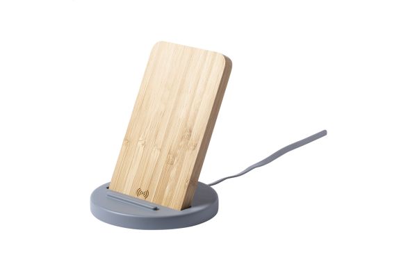 Chemek Wireless-Charger/Handyhalter, grau/natur