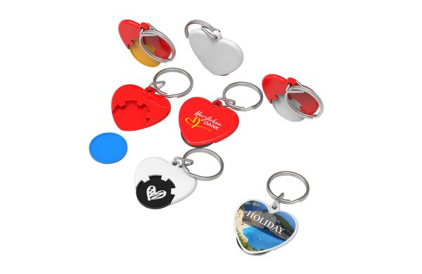 Chiphalter mit 1 Euro-Chip und Ring Herz_ blau-rot