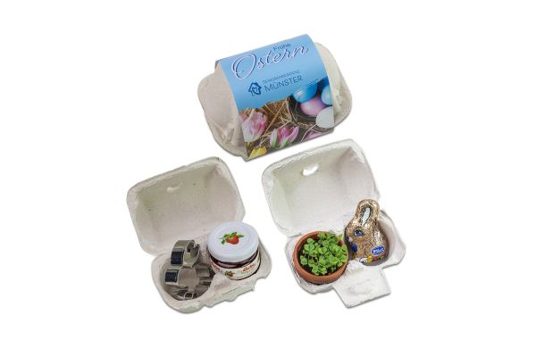 Het geel van het ei - potten van klei & chocolade konijntje