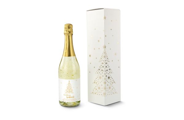 Geschenkset: Gouden kerst schuimwijn met bladgoud