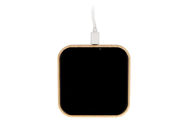 Kabelloses Ladegerät aus Bambus und Glas 10W, schwarz