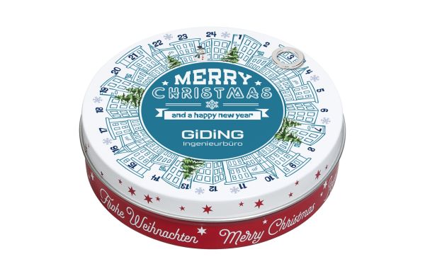 Magnetdosen-Adventskalender mit Lindt Naps, Weihnachtskugel