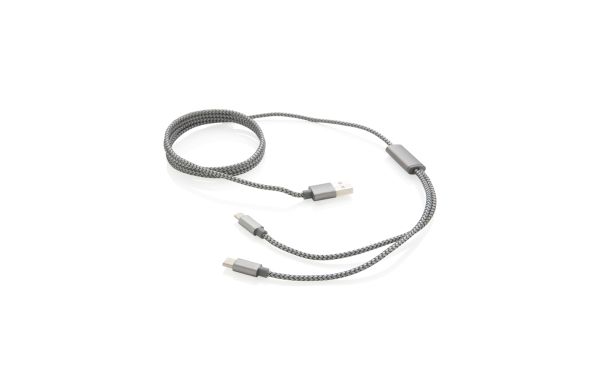 3-in-1 umwobenes Kabel/grau