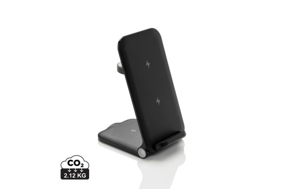 Powerpal 3-in-1 15W-Ladegerät aus RCS recyceltem Kunststoff, schwarz