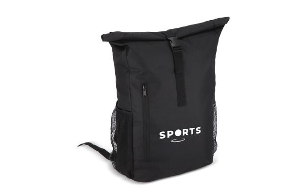 R-PET 600D Rolltop Fahrrad-Rucksack 20L, schwarz