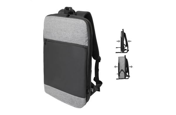 RPET-Rucksack Bapuba, grau/schwarz