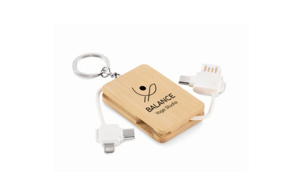 BUPOW Schlüsselring mit Ladekabel, holz