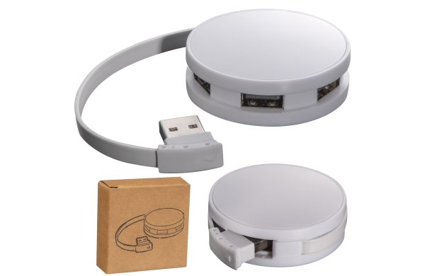 USB Hub aus Kunststoff mit 4 Anschlüssen - weiß