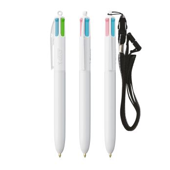 BIC- 4 kleuren Fashion balpen + lanyard