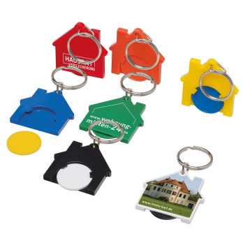 Chiphouder met 1€-muntje en ring "Huis"