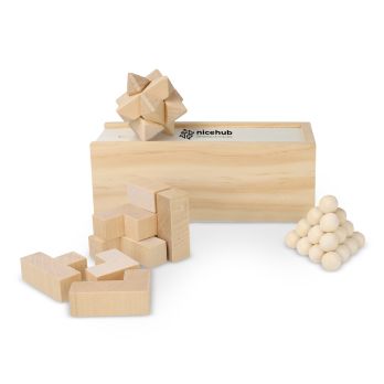 Denkspellen set sterpuzzel, piramidepuzzel en 3D-dobbelpuzzel van FSC-hout