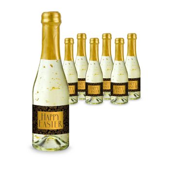 Geschenkartikel: Hasengold - 6 x Goldflockentraum Piccolo 0,2 l - doorzichtige fles, gouden capsule