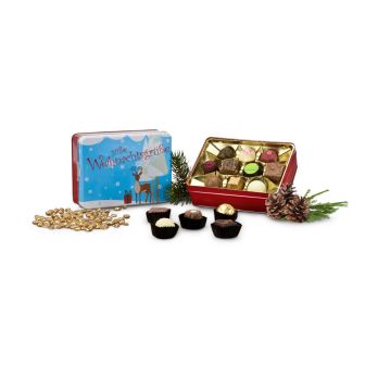 Geschenkartikel: Zoete kerstgroeten - Pralinendoos met 125 g