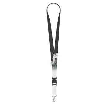 Sleutelkoord/Lanyard "Transfer" met karabijnhaak en kliksluiting, bandbreedte 20 mm