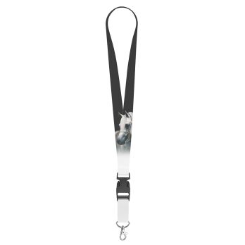 Sleutelkoord/Lanyard "Transfer" met karabijnhaak en kliksluiting, bandbreedte 25 mm