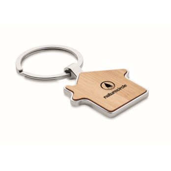BURNIE Bamboe sleutelhanger, huis