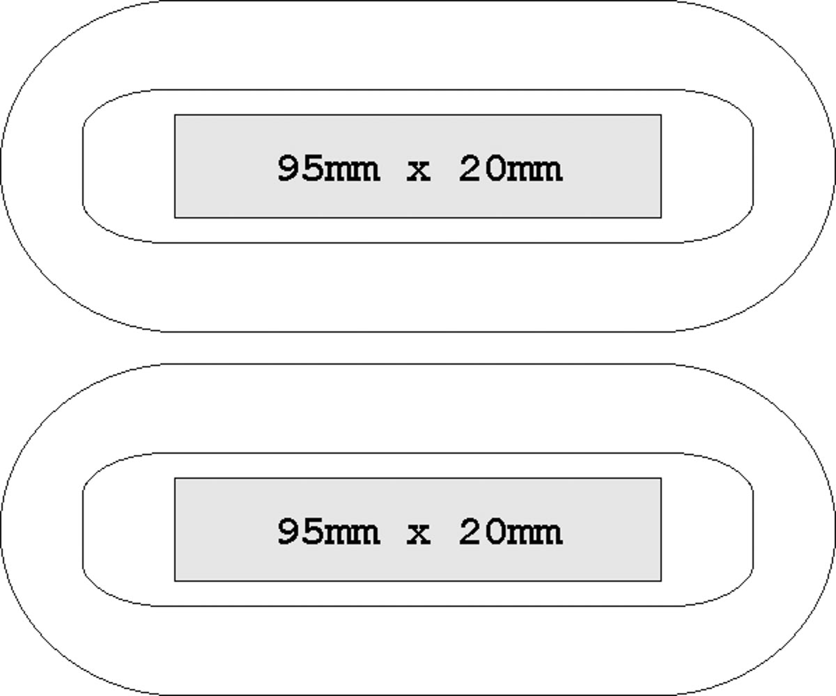boven- en onderkant (9,5x2 cm)