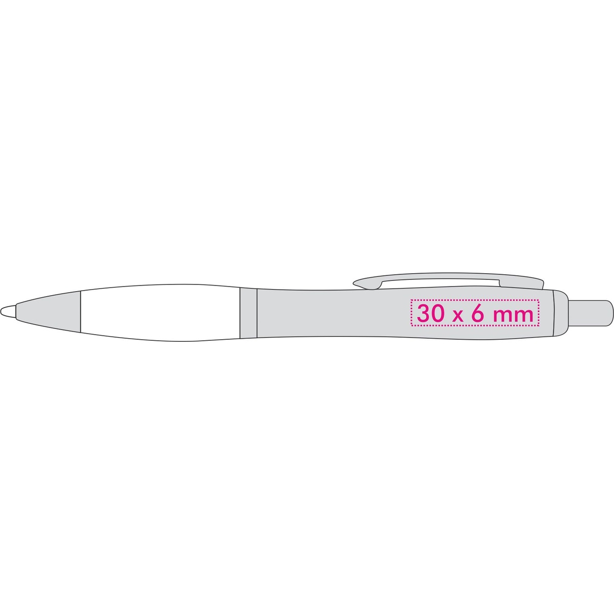 Links van de clip (3 x 0,6 cm)