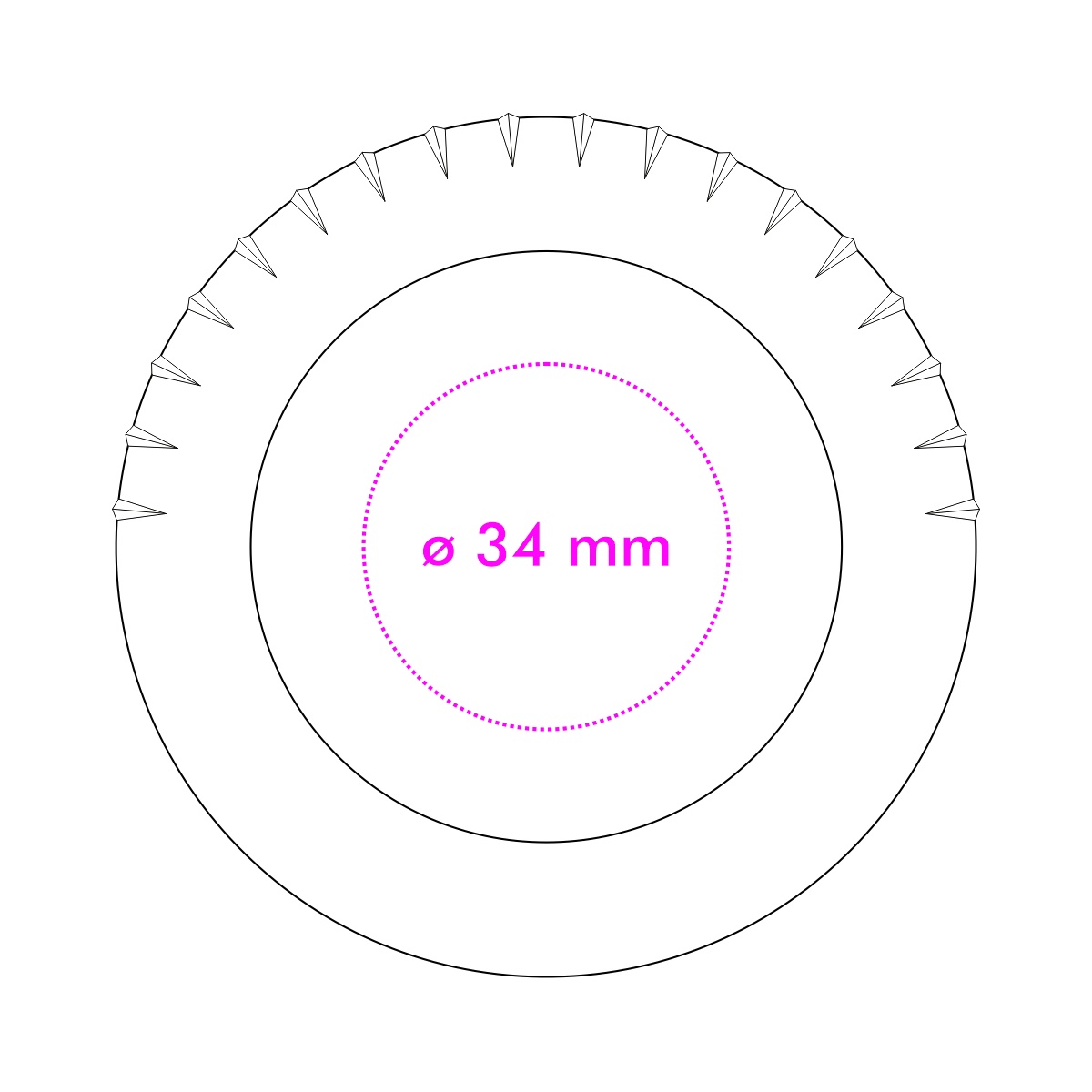 bovenkant (ø 3,4 cm)